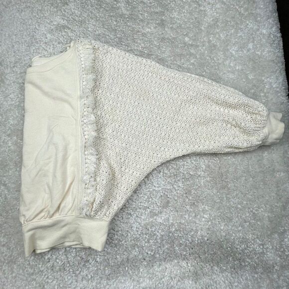 Free People Faff & Fringe Pullover Sweater Cream Crotchet - Picture 10 of 14